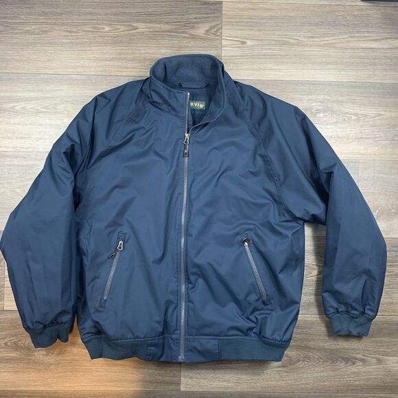 Orvis Jacket Bomber Men’s L Navy Blue Lined Full Zip - Picture 1 of 8